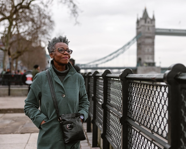 mature woman touring london